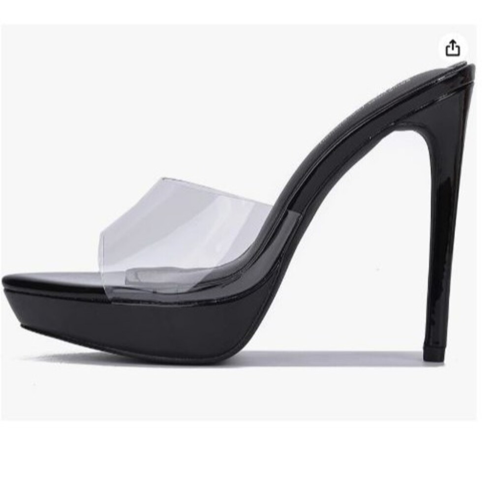 Cape Robbin High Heels Sandals Pointed Toe 7.5 Black Sexy Stiletto Transparent